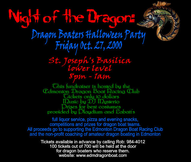 Night of the Dragon:  an invitation to a celebration of amateur dragon boating in Edmonton